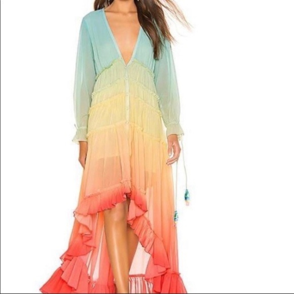 NWT Rainbow Stripe Ruffle Dress